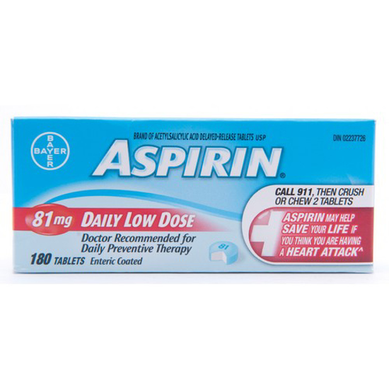 Picture of ASPIRIN LOW DOSE COAT TAB 81MG 180S