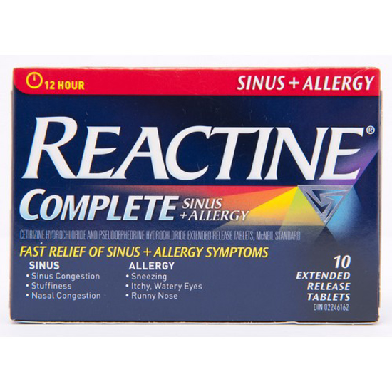 Picture of REACTINE ALLERGY and SINUS TAB 10S