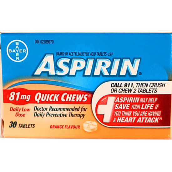 Picture of ASPIRIN 81MG QUICK CHEW TABS 30.0