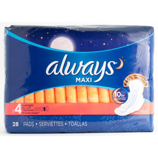 Picture of ALWAYS MAXI PAD O/NIGHT W/WGS 28S