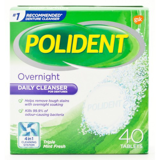 Picture of POLIDENT OVERNIGHT - MINT TAB 40S