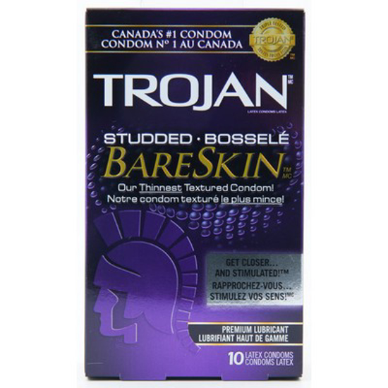 Picture of TROJAN BARESKIN CONDOMS - STUDDED 10S