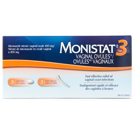 Picture of MONISTAT 3 DAY OVULES 400MG 3