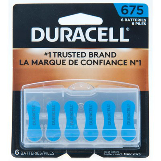 Picture of DURACELL HEARING AID BATTERY #675 MERCURY FREE 6