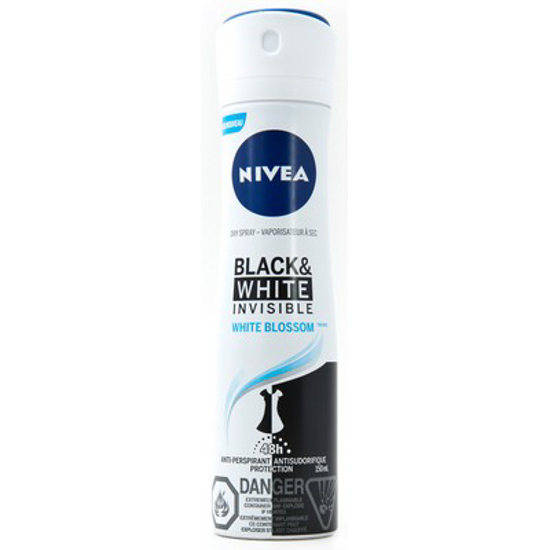 Picture of *NIVEA BLACKandWHITE INVISIBLE WHITE BLOSSOM DRY SPRAY 150ML